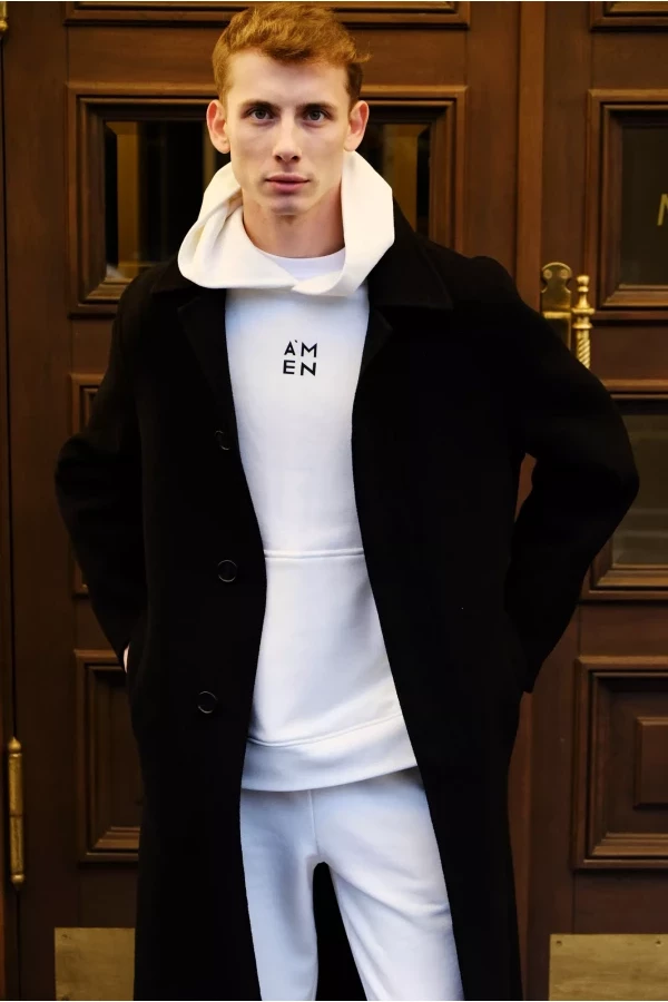 Мужской спортивный костюм тройка, на флисе, белый