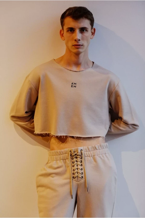 Men's tracksuit, fleece, white