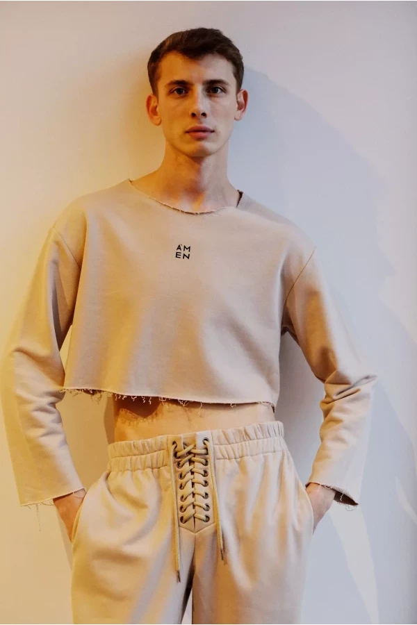 Men's tracksuit, fleece, white