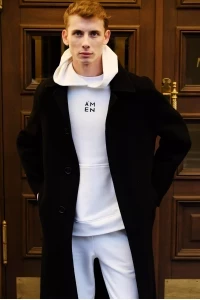 Мужской спортивный костюм тройка, на флисе, белый