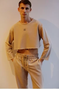 Men's tracksuit, fleece, white