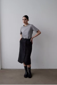 Black skirt and gray tank top