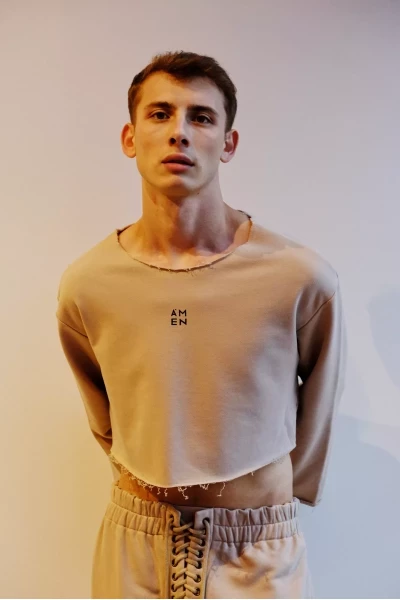 Мужской спортивный костюм, на флисе, серый